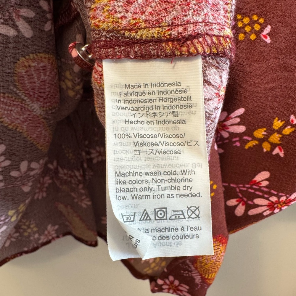 Madewell Burgundy Floral Wrap Blouse - Picture 5 of 6